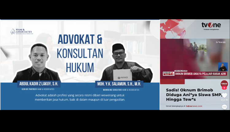 FOUNDER  dan ADVOKAT SENIOR "HAM & ASSOCIATE" Moh Yakub K Salamun S. H.,M.H. dan ABDUL KADIR  Z LAKUY. S. H. angkat bicara terkait dugaan penganiayaan yang dilakukan oleh oknum anggota Korps Brigade di Kota Tual yang  menyebabkan seorang Tilawah mudah atau anak kecil meninggal dunia.(MimbarFoto/Abdy)